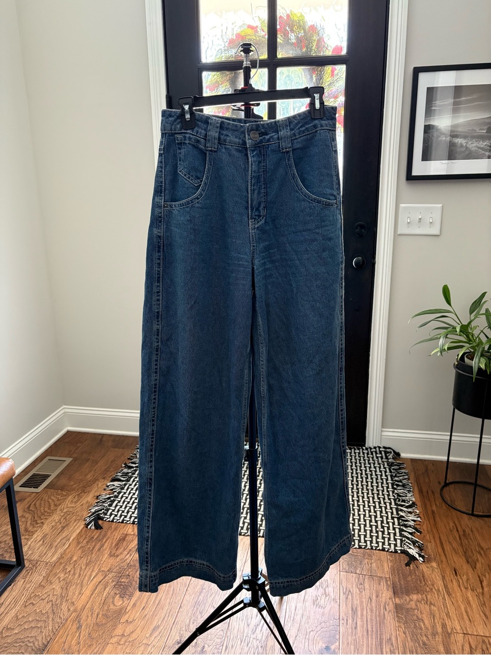 A. Lab Analog Wide Leg High-Rise Women's Jeans in Dark Blue